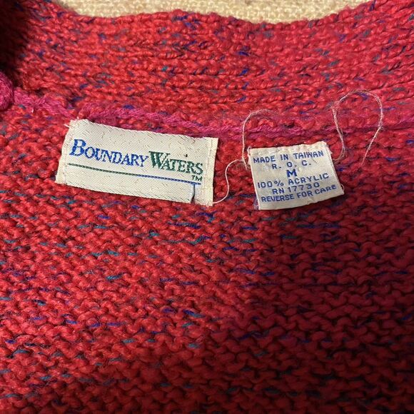 Vintage Pink Knit Cardigan Sweater Medium Eclectic Grandpa Oversized Cottage - Picture 2 of 4